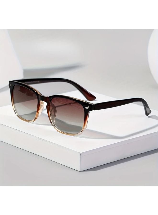 Retro Polarized Sunglasses For Men And Women Black Frame Brown Gradient Lenses Durable PC Material - Image 1